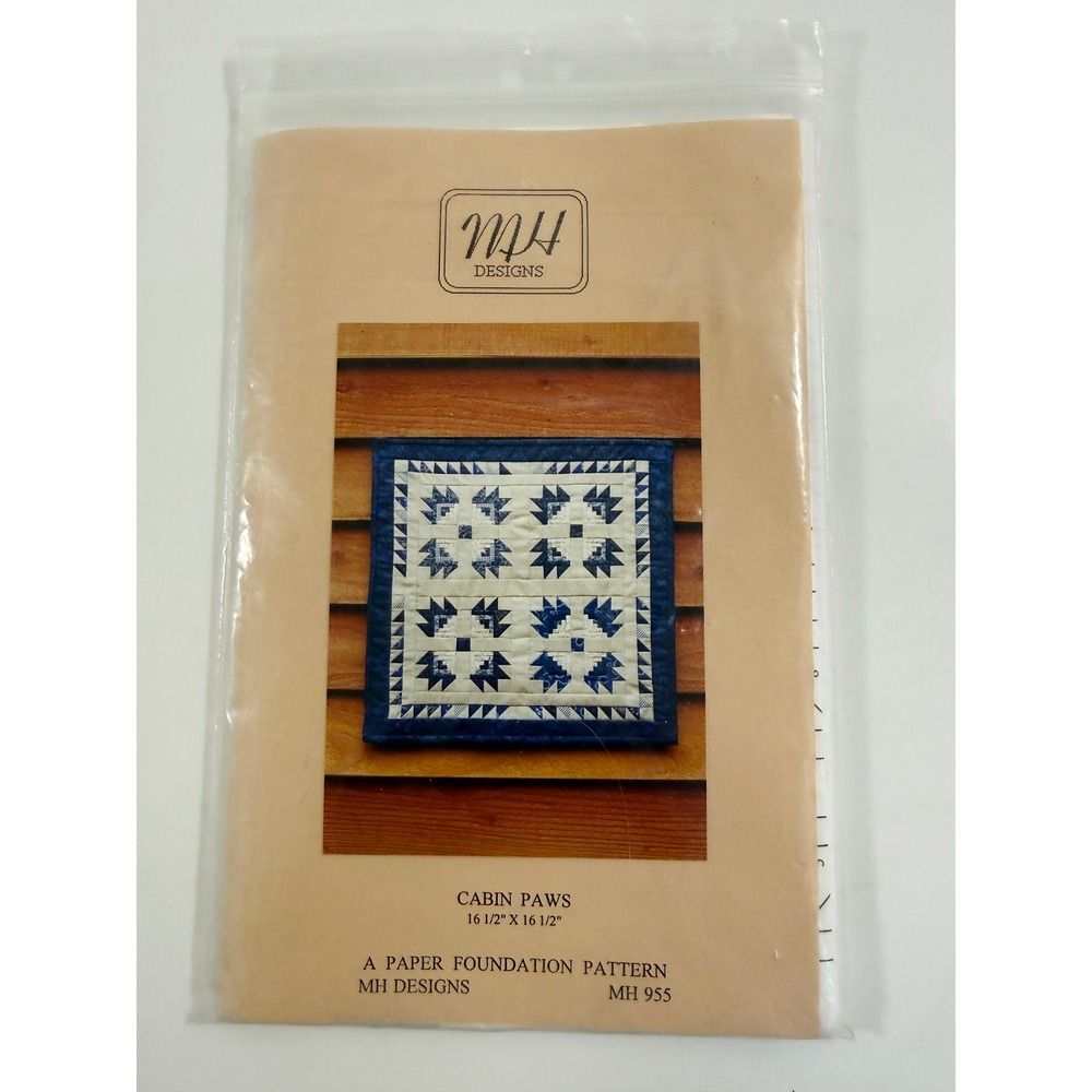MH Designs Cabin Paws Quilt Pattern Unisex 16.5in Blue White Foundation 955